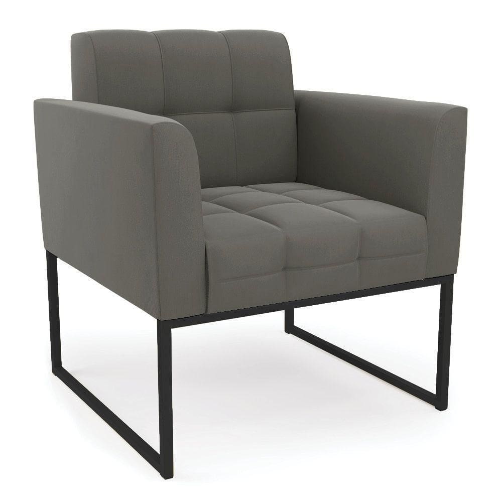 Poltrona Elisa Suede Base Metálica Industrial Preto - D`rossi Cor Grafite