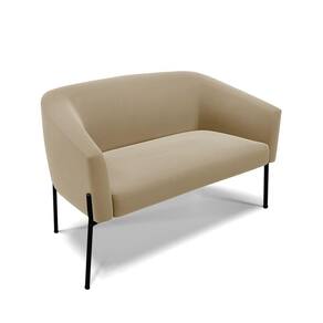 Sofá Namoradeira 2 Lugares Pé De Ferro Preto Stella Suede D03 - D`rossi Cor Marrom Rato