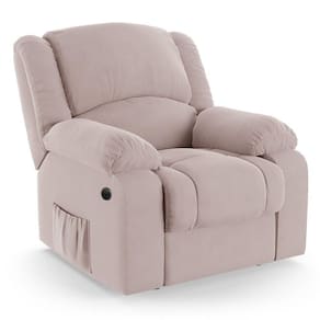 Poltrona Do Papai Reclinável Melim Power Elétrica Massagem Veludo Rosê Fh1 - D`rossi