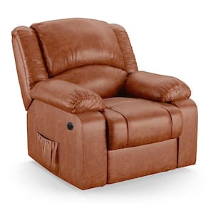 Poltrona Do Papai Reclinável Melim Power Elétrica Massagem Pu Fh1 - D`rossi Cor Caramelo