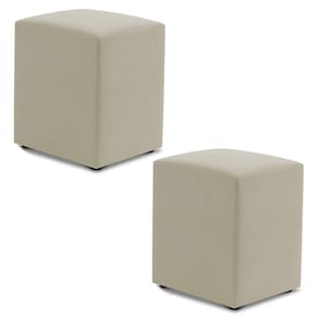 Kit 02 Puffs Decorativos Sala De Estar Quadrado 36x47cm Suede Bege - Desk Design