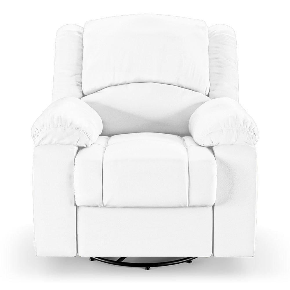 Poltrona Do Papai Reclinável Sala De Cinema Barcelona Glider Manual Giratória Pu Branco