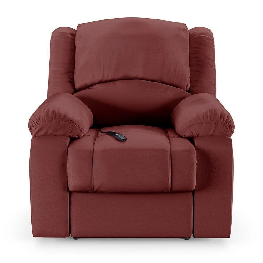 Poltrona Do Papai Reclinável Sala De Cinema Barcelona Controle Elétrico Usb Pu Vermelho