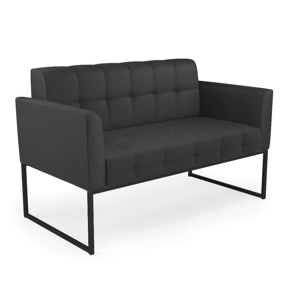 Sofá Namoradeira Elisa Corino Base Metálica Industrial Preto - D`rossi Preto