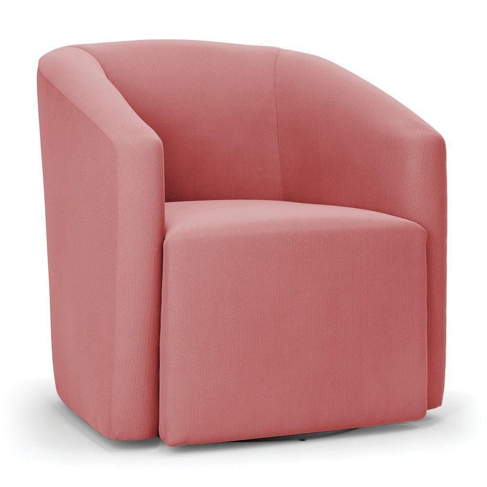 Poltrona Stella Max Suede Rosê Base Giratória - D`rossi