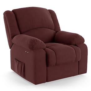 Poltrona Do Papai Reclinável Melim Power Touch Veludo Vinho Fh1 - D`rossi