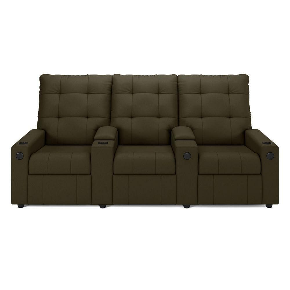 Poltrona Reclinável Para Cinema Parma 3 Lugares Baú Usb Veludo Fh1 - D`rossi Cor Capuccino