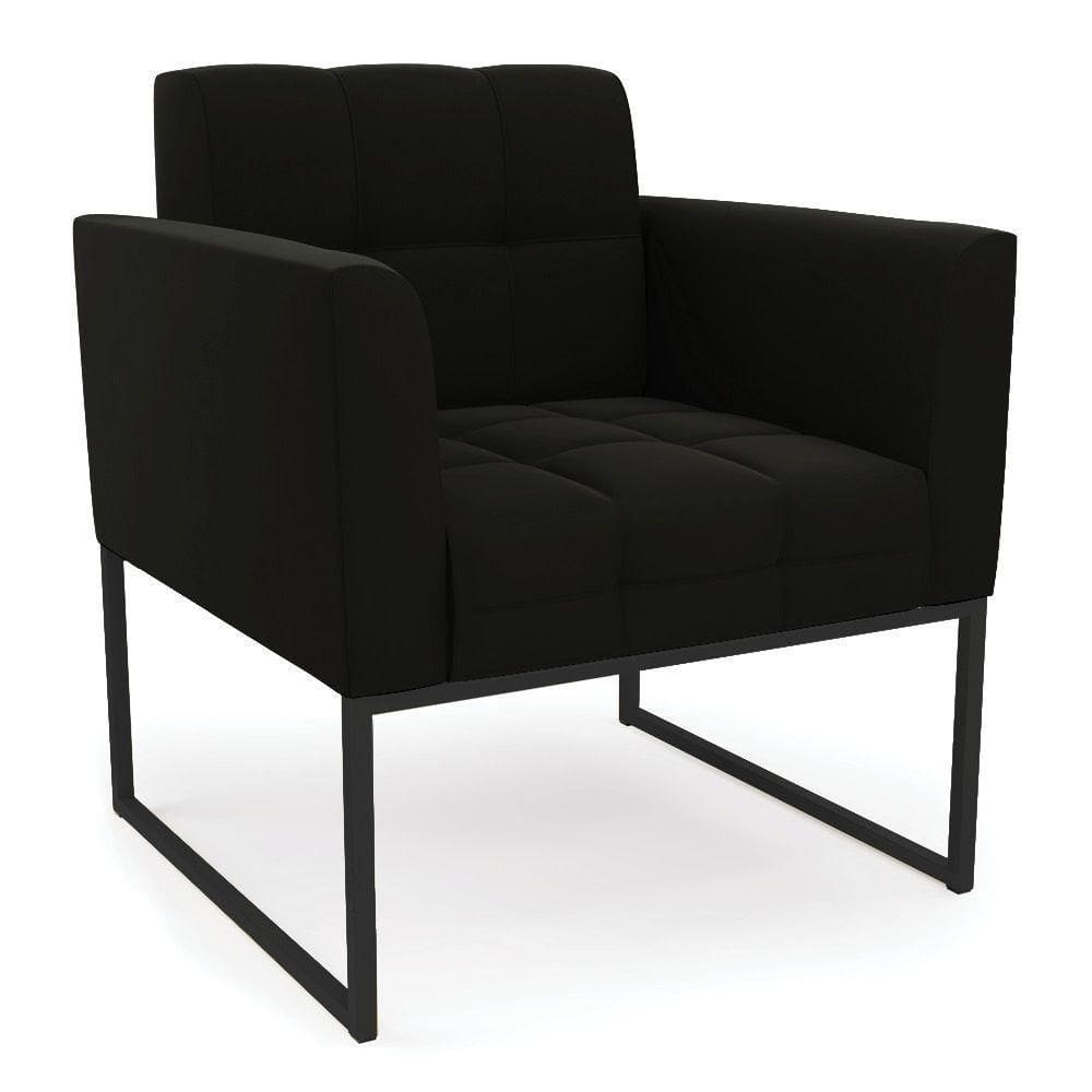Poltrona Elisa Suede Base Metálica Industrial Preto - D`rossi Cor Preto