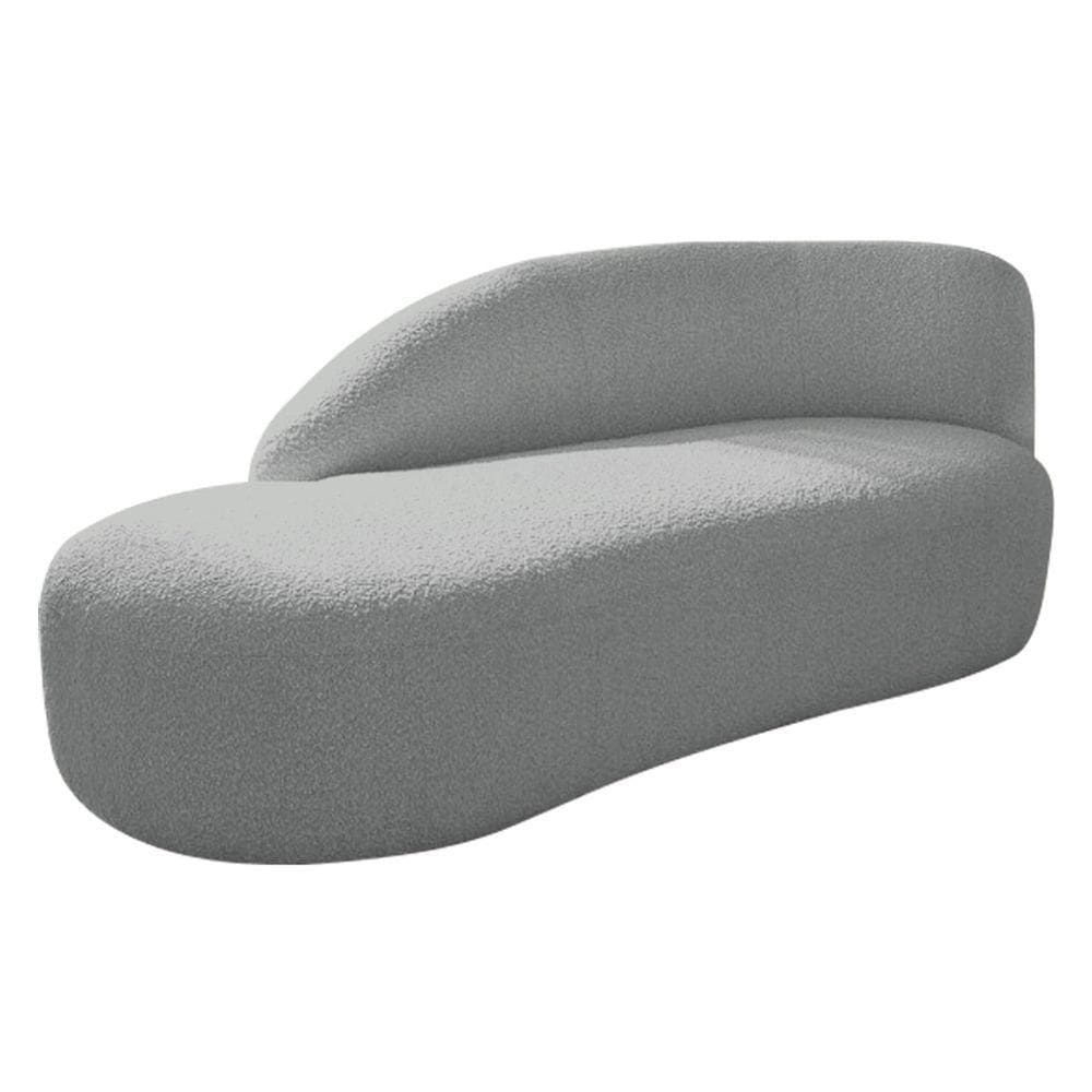 Divã Recamier Curvo Luna 160cm Lado Esquerdo Bouclé - Doce Sonho Móveis Cor Cinza