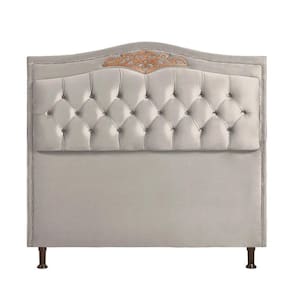 Cabeceira Holanda 195cm King Size Estofada Veludo Star Confort Bege Marfim
