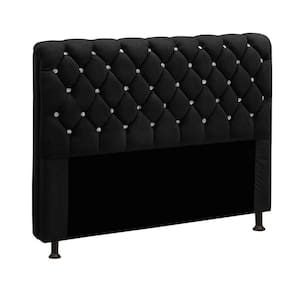 Cabeceira Estofada Fernanda 1,40 Casal Veludo - Star Confort Preto