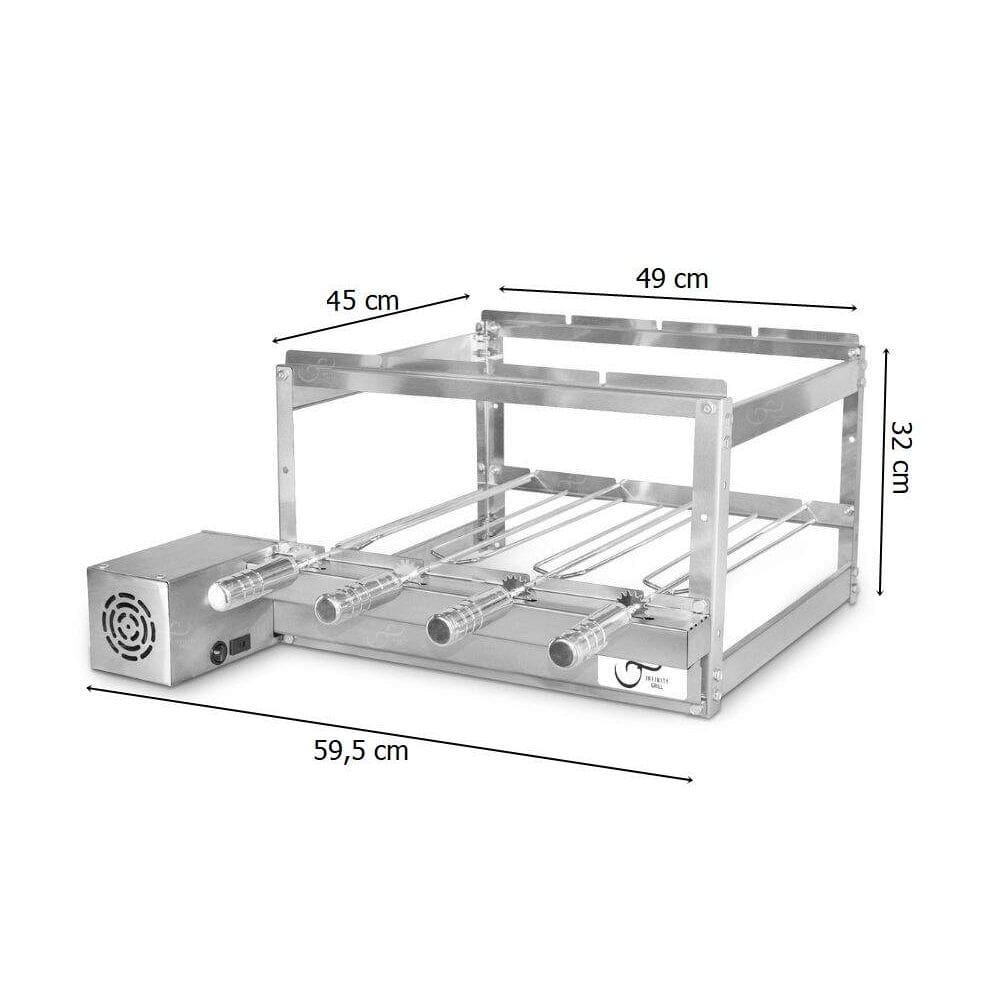 Grill Giratório em Inox para Churrasqueira com 4 Espetos - Infinity