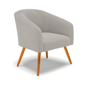 Poltrona Decorativa Pé Palito Castanho Stella Bouclê Cinza D03 - D`Rossi