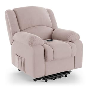 Poltrona Do Papai Reclinável Melim Elevação Lift Elétrico Veludo Fh1 - D`rossi Cor Rose