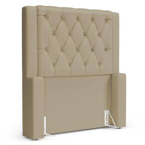 Cabeceira Atena Para Cama Box Solteiro 90cm Capitonê Com Frame Suede Bege - Desk Design