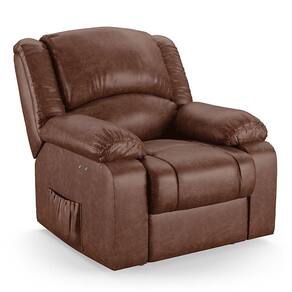 Poltrona Do Papai Reclinável Melim Power Touch Massagem Pu Marrom Brilho Fh1 - D`rossi