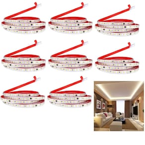 Fita Led SMD 4000K 127V 3 Metros Kit 8 Unidades Plug Conector Fita Dupla Face Perfil Gesso Sanca Sala Recepçao Residencial Comercial Iluminaçao