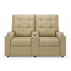 Poltrona Reclinável Para Cinema Parma 2 Lugares Baú Usb Pu Fh1 - D`rossi Cor Bege