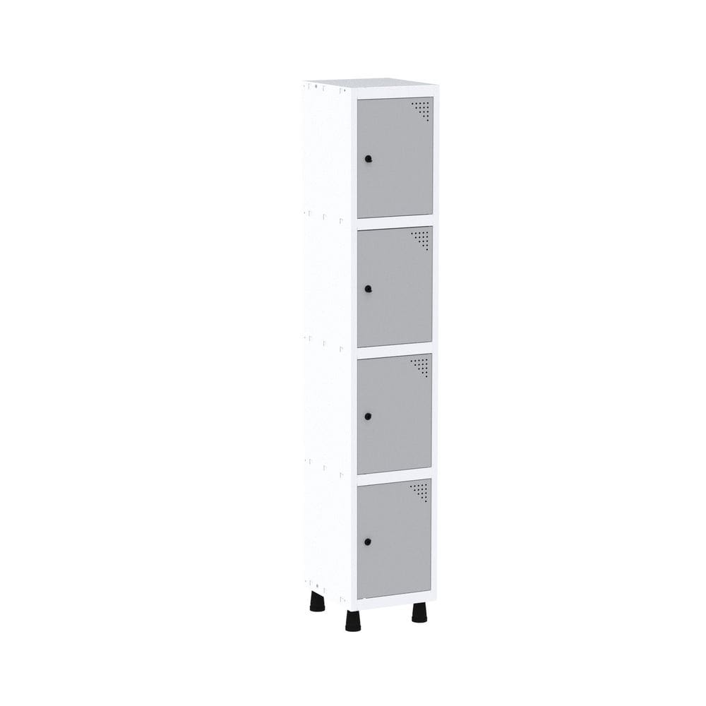 Roupeiro em Aço Mt 1v 4 Portas - Pitão Branco/Cinza