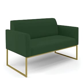 Sofá Namoradeira Base Industrial Dourado Marisa Veludo Verde D03 - D`rossi