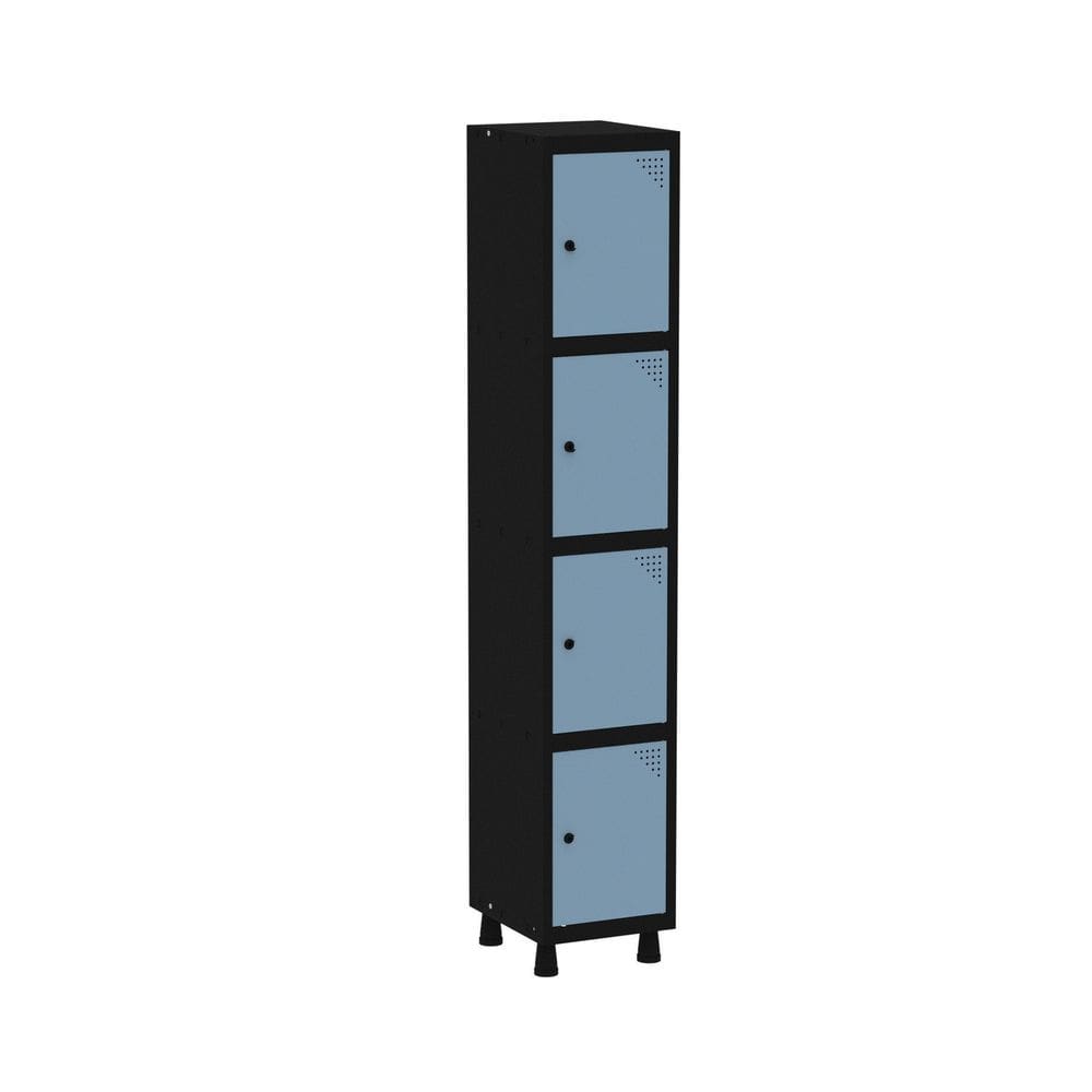 Roupeiro em Aço Mt 1v 4 Portas - Pitão Preto/Azul Dali
