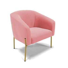 Poltrona Pé De Ferro Dourado Sala De Estar Stella Suede D03 - D`rossi Cor Rose