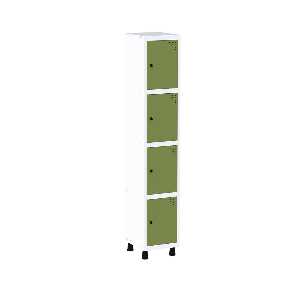 Roupeiro em Aço Mt 1v 4 Portas - Pitão Branco/Verde Miró