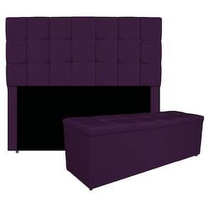 Kit Cabeceira E Calçadeira Manchester 195 Cm King Size Suede - Adj Decor Cor Roxo