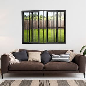 Janela Vitrô de Alumínio 4 Folhas Preto 100 x 100cm Modular C/grade Preto