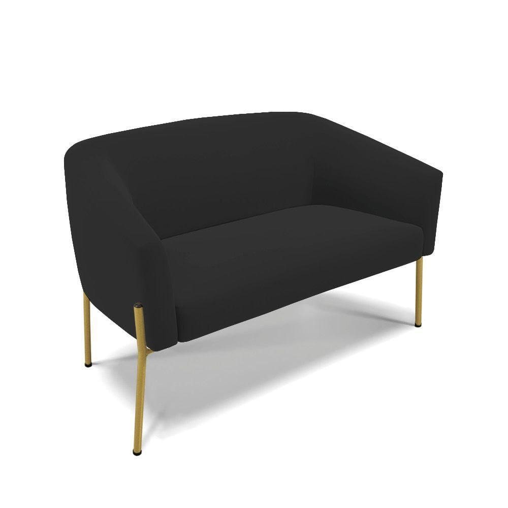 Sofá Namoradeira 2 Lugares Pé De Ferro Dourado Stella Veludo D03 - D`rossi Cor Preto