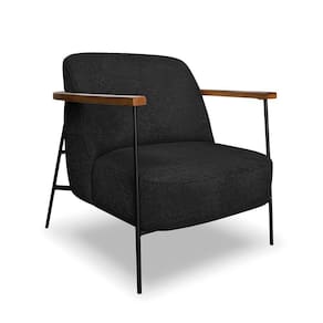 Poltrona Sala De Estar Base Industrial Preto Talim Bouclê Preto S04 - D`rossi