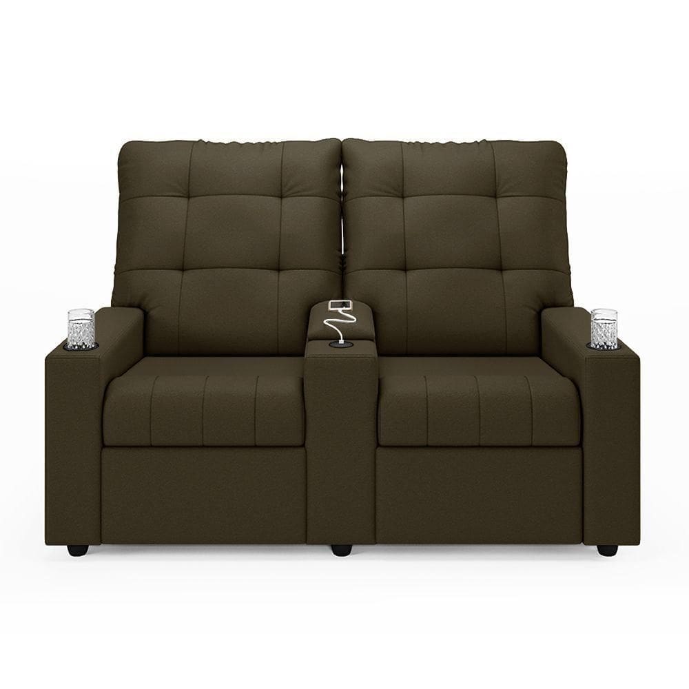 Poltrona Do Papai Reclinável Sala De Cinema 2 Lugares Manual Baú Usb Veludo Capuccino