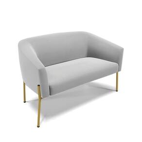 Sofá Namoradeira 2 Lugares Pé De Ferro Dourado Stella Suede D03 - D`rossi Cor Cinza