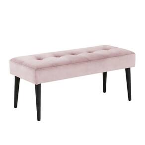 Banco Estofado Theo 1,20m Suede Rosa Bebe - Inova Decor