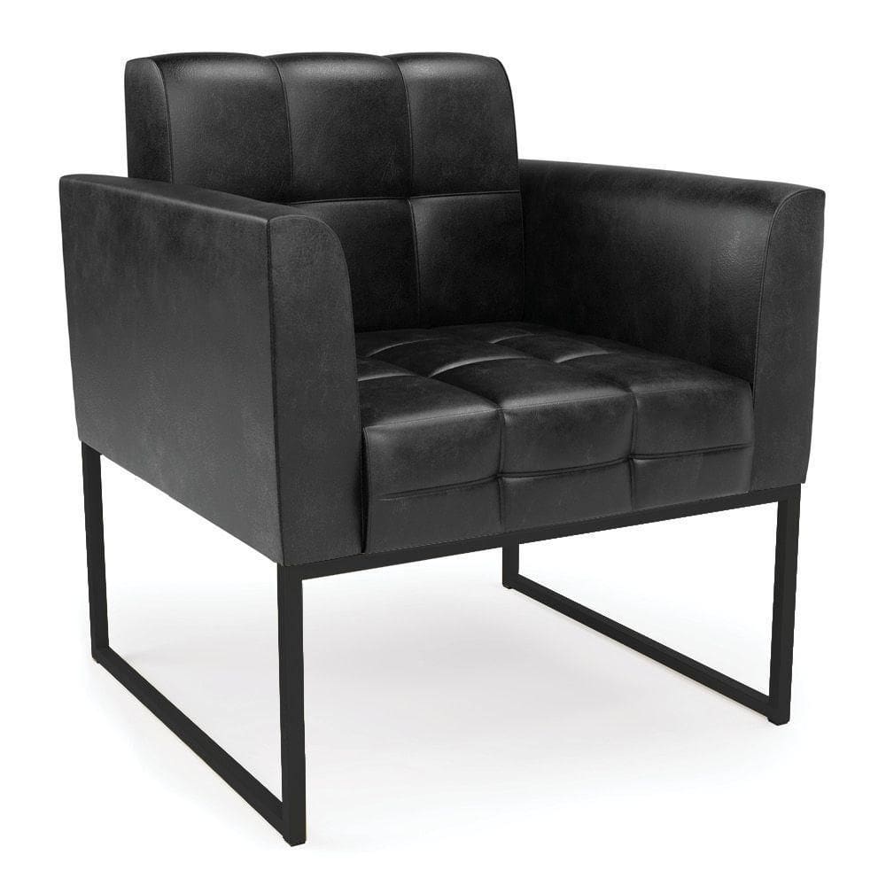 Poltrona Elisa Corano Preto Base Metálica Industrial Preto - D`rossi