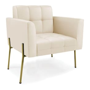 Poltrona Pé De Ferro Dourado Para Sala Elisa Corino D03 - D`rossi Cor Bege