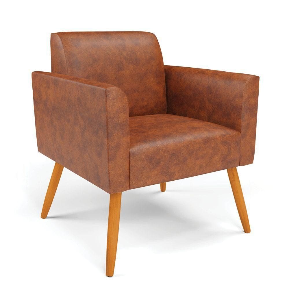 Poltrona Pés Palito Castanho Marisa Corano D03 - D\`rossi Cor Nozes