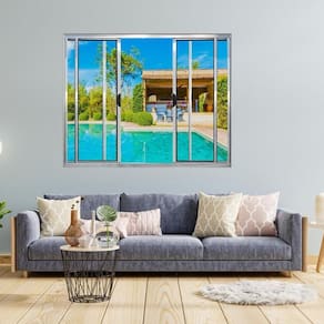 Janela Vitrô de Alumínio 4 Folhas 100 x 100cm Modular Brilhante Cinza