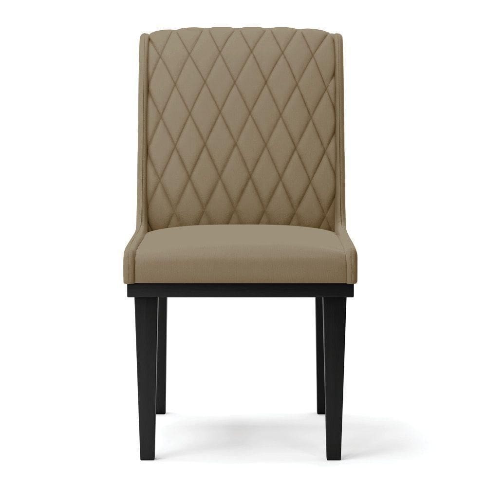 Cadeira Sala De Jantar Base Madeira Preto Kit 4 Sofia Suede D03 - D`rossi Cor Marrom Rato