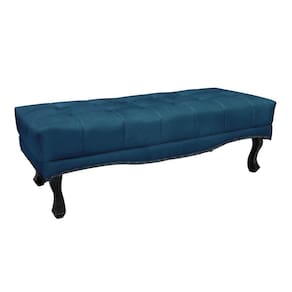 Puff Recamier Retrô Luis Xv Captonê Quarto Vicenza 160cm Veludo S04 - D`rossi Cor Azul Marinho