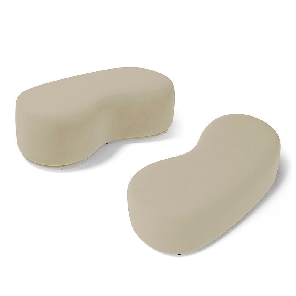 Kit 02 Puffs Decorativos Living Aisha Orgânico 02 Lugares Veludo Bege - Desk Design