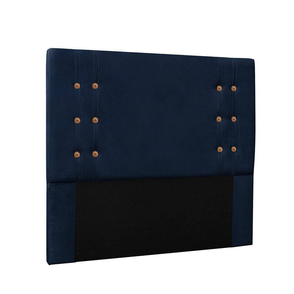 Cabeceira Cama Box Queen 160cm E Recamier Gênova Suede Azul Marinho S04 - D`rossi