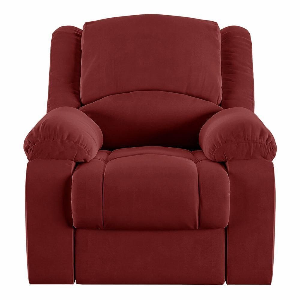 Poltrona Do Papai Reclinável Sala De Cinema Barcelona Manual Veludo Vermelho