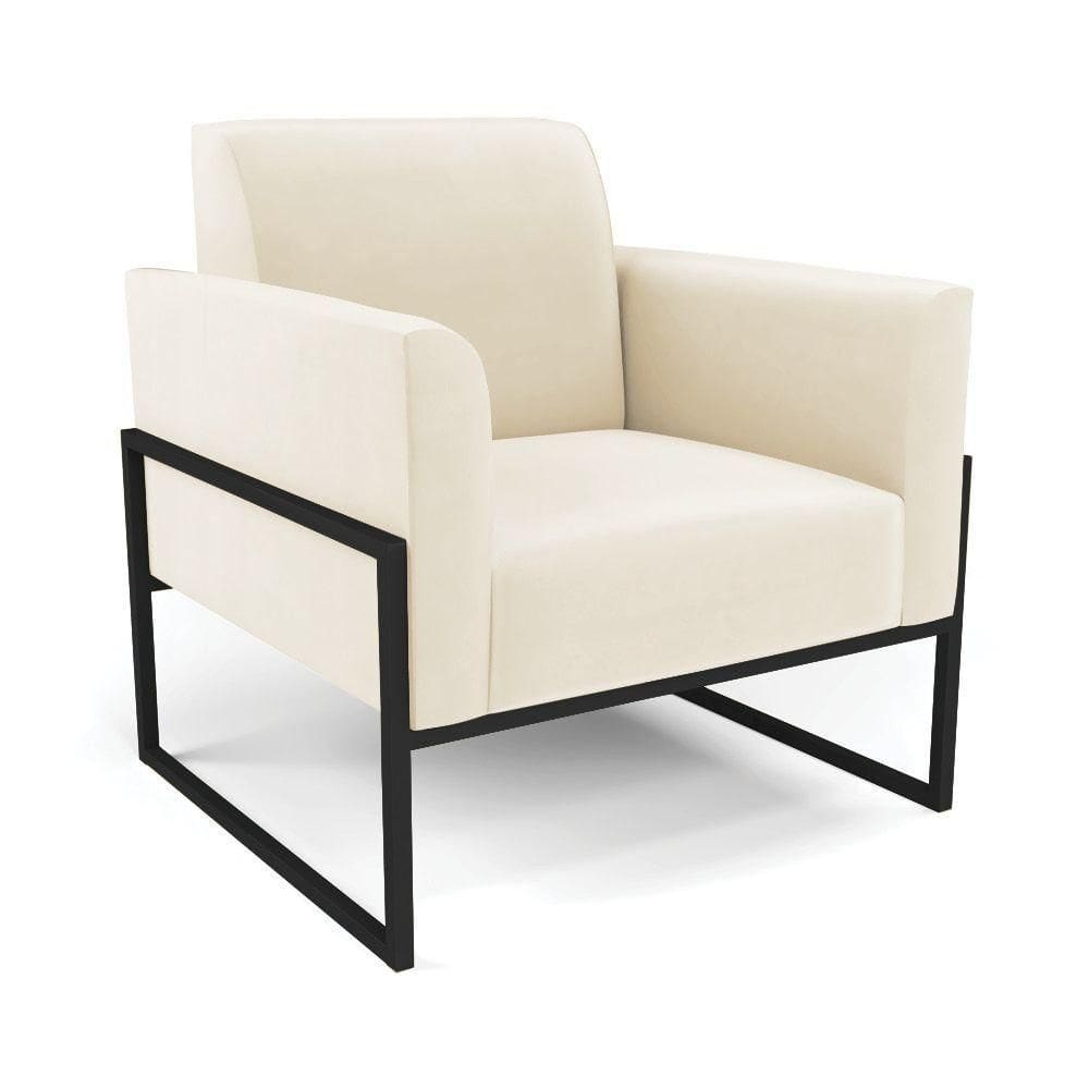 Poltrona Base Industrial Alta Preto Marisa Veludo D03 - D\`rossi Cor Bege