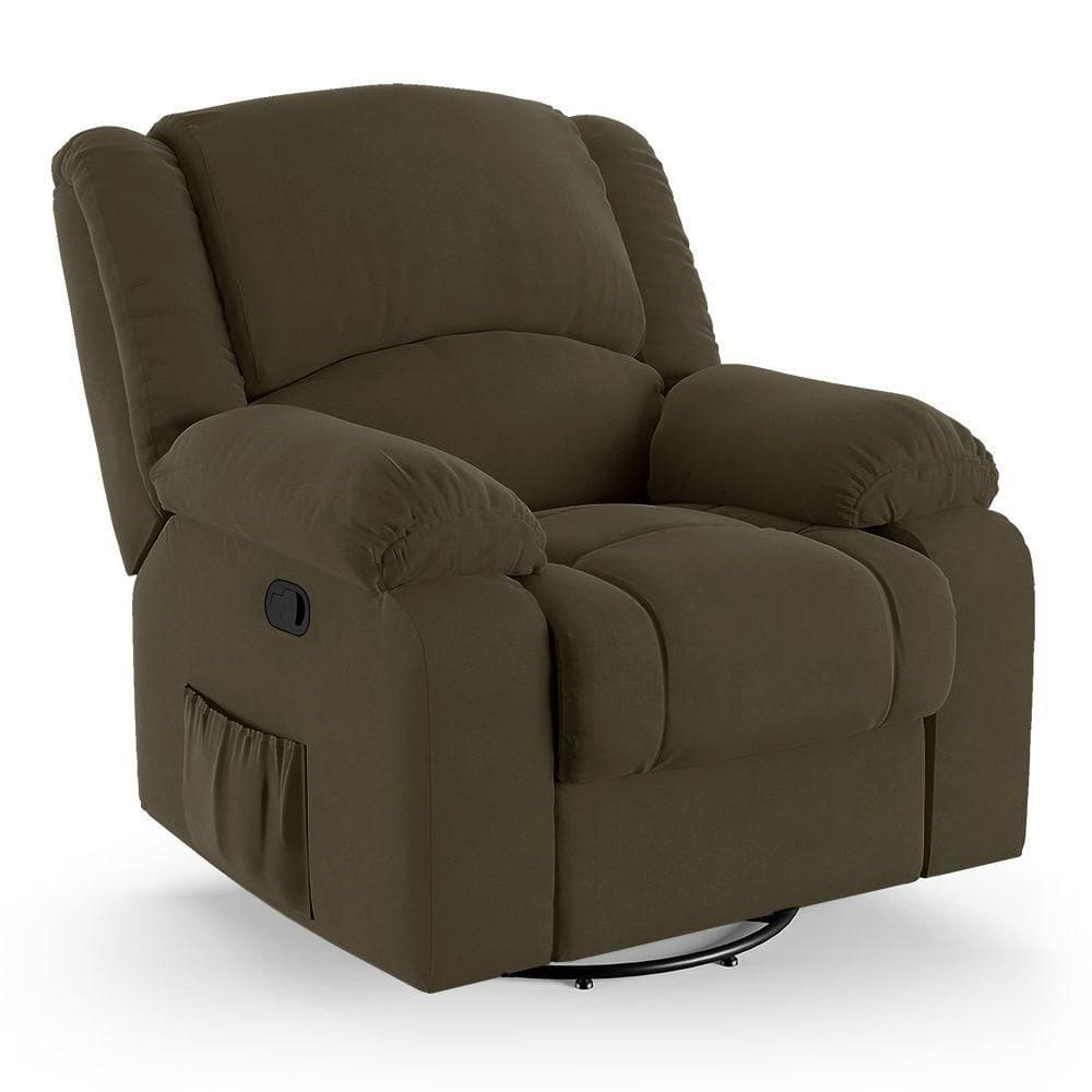 Poltrona Do Papai Reclinável Melim Glider Giratória Veludo Capuccino Fh1 - D`rossi