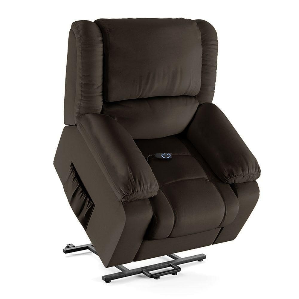 Poltrona Do Papai Reclinável Sala De Cinema Barcelona Elevação Lift Elétrico Pu Marrom