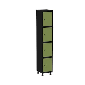 Roupeiro em Aço Mt 1v 4 Portas - Pitão Preto/Verde Miró