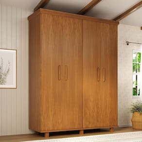 Guarda-roupa 4 Portas 3 Gavetas Ibiza Mogno Mel