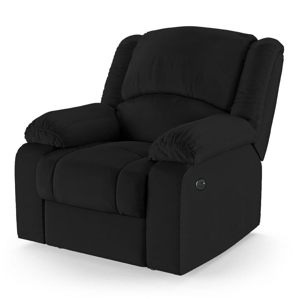 Poltrona Do Papai Reclinável Melim Power Elétrica Usb Pu Preto Fh1 - D`rossi