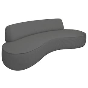 Sofá Curvo 2 Lugares Amsterdã 140cm Linho - Adj Decor Cor Cinza Escuro